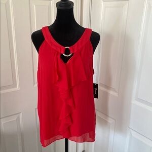 B Wear Y2K “Going Out” Red Ruffle Sleeveless Blouse.